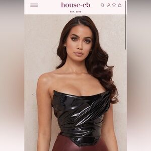 House of CB Marla Black Patent Boned Corset Top